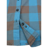 Milwaukee Leather women's long sleeve cotton flannel shirt in brown and aqua, featuring a button-up design and comfortable fit.