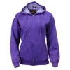 Milwaukee Leather women's distressed purple zip-up sweatshirt with long sleeves, casual hoodie style, featuring a front pocket.