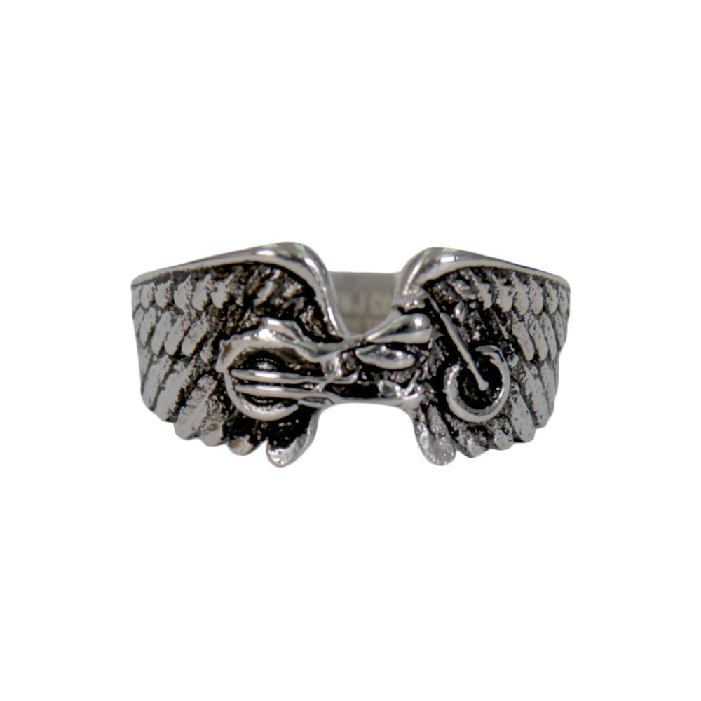 Hot Leathers women's silver Motor Bike stainless steel ring featuring a detailed motorcycle design, perfect for motorcycle accessories.