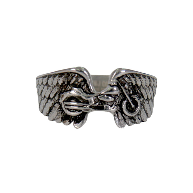 Hot Leathers women's silver Motor Bike stainless steel ring featuring a detailed motorcycle design, perfect for motorcycle accessories.