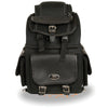 Milwaukee Leather MP8155 large black textile motorcycle seat sissy bar bag with five pockets, designed for biker storage.