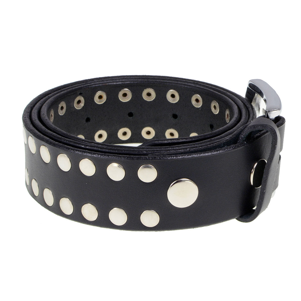 Milwaukee Leather MP7100 men's black leather belt with metal studs and buckle, 1.5 inches wide, designed for bikers.