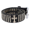 Milwaukee Leather men's black genuine leather biker belt with cross and stud details and interchangeable buckle.