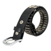 Men's black genuine leather biker belt with cross and stud details, Milwaukee Leather MP7101 with interchangeable buckle design.