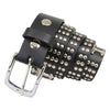 Milwaukee Leather MP7101 men's black genuine leather biker belt with cross and stud design and interchangeable buckle.