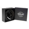 Milwaukee Leather men's black genuine leather belt with skull and stud accents, 1.5-inch wide biker belt with buckle.