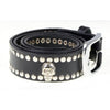 Milwaukee Leather men's black genuine leather belt with studs and skull accents, 1.5-inch wide for biker style with buckle.