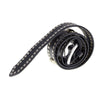 Milwaukee Leather men's black leather belt with studs and skull accents, featuring a buckle, 1.5 inches wide, for bikers.