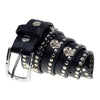 Milwaukee Leather men's black genuine leather belt with metal studs and skull design, 1.5-inch width, featuring a metal buckle.