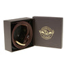 Light brown genuine leather men's belt with interchangeable buckle, 1.5 inches wide, by Milwaukee Leather.