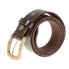 Milwaukee Leather men's light brown genuine leather belt with interchangeable buckle, 1.5 inches wide, featuring detailed stitching.