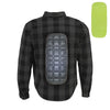 Milwaukee Leather motorcycle jacket with spine protector armor insert for back protection, shown with shirt in the image.