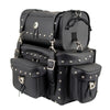 Milwaukee Leather MP8100S large black PVC 2-piece studded motorcycle touring pack sissy bar bag on bike seat