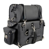 Milwaukee Leather MP8100S large black PVC motorcycle touring pack with studs, two-piece sissy bar bag for bikers.