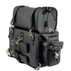 Milwaukee Leather MP8100S large black PVC motorcycle touring pack with studs, designed for sissy bar storage on bikes.