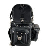 Milwaukee Leather MP8100S large black PVC motorcycle touring pack with studs, designed for sissy bar storage on bikers.