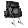 Milwaukee Leather MP8100S large black PVC 2-piece studded motorcycle touring pack sissy bar bag with straps and buckles.