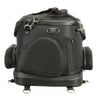Milwaukee Leather MP8103 large black heavy-duty textile motorcycle pet carrier sissy bar bag mounted on a motorcycle backrest.