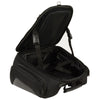Milwaukee Leather MP8105 black textile motorcycle back rack sissy bar bag with four outer pockets on a bike.