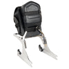Milwaukee Leather MP8110 small black PVC motorcycle cruiser sissy bar bag with turn clasp and zipper closure, mounted on a motorcycle.