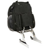 Milwaukee Leather black textile luggage sissy bar bag for bikes, with multiple compartments and sturdy straps for motorcycle travel.