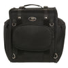 Milwaukee Leather MP8130 medium black textile motorcycle back rest sissy bar rack bag with straps and storage compartments.