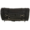 Milwaukee Leather MP8135 large black textile motorcycle sissy roll bag with straps and buckles for biker travel storage.