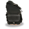 Milwaukee Leather MP8155 large black textile motorcycle sissy bar bag with five pockets and sturdy design for biker bags.