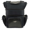 Milwaukee Leather MP8165 black textile motorcycle sissy bar rack bag with three barrels and five bonus pockets, designed for bikers.
