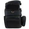 Milwaukee Leather MP8165 black textile motorcycle sissy bar rack bag with three barrels and five bonus pockets, designed for bikers.