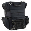 Milwaukee Leather MP8165 black textile motorcycle sissy bar rack bag with five bonus pockets, designed for biker storage and convenience.