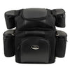 Milwaukee Leather MP8180 medium black 5-pocket motorcycle textile sissy bar bag with double barrel design on a bike.