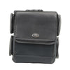 Milwaukee Leather MP8185 large black PVC motorcycle sissy bar bag with four pockets, designed for biker travel and storage.