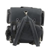 Milwaukee Leather MP8185 large black PVC motorcycle sissy bar bag with four pockets and sturdy straps for travel and storage.