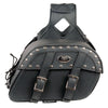 Milwaukee Leather MP8330 black medium zip-off PVC studded biker saddlebag with throw-over design and multiple compartments.