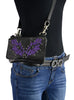 Milwaukee Leather MP8853 Women's 'Flower' Black and Purple Leather Multi Pocket Belt Bag