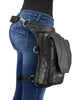 Milwaukee Leather MP8896 Extra Large Conceal and Carry Black Leather Thigh Bag with Waist Belt