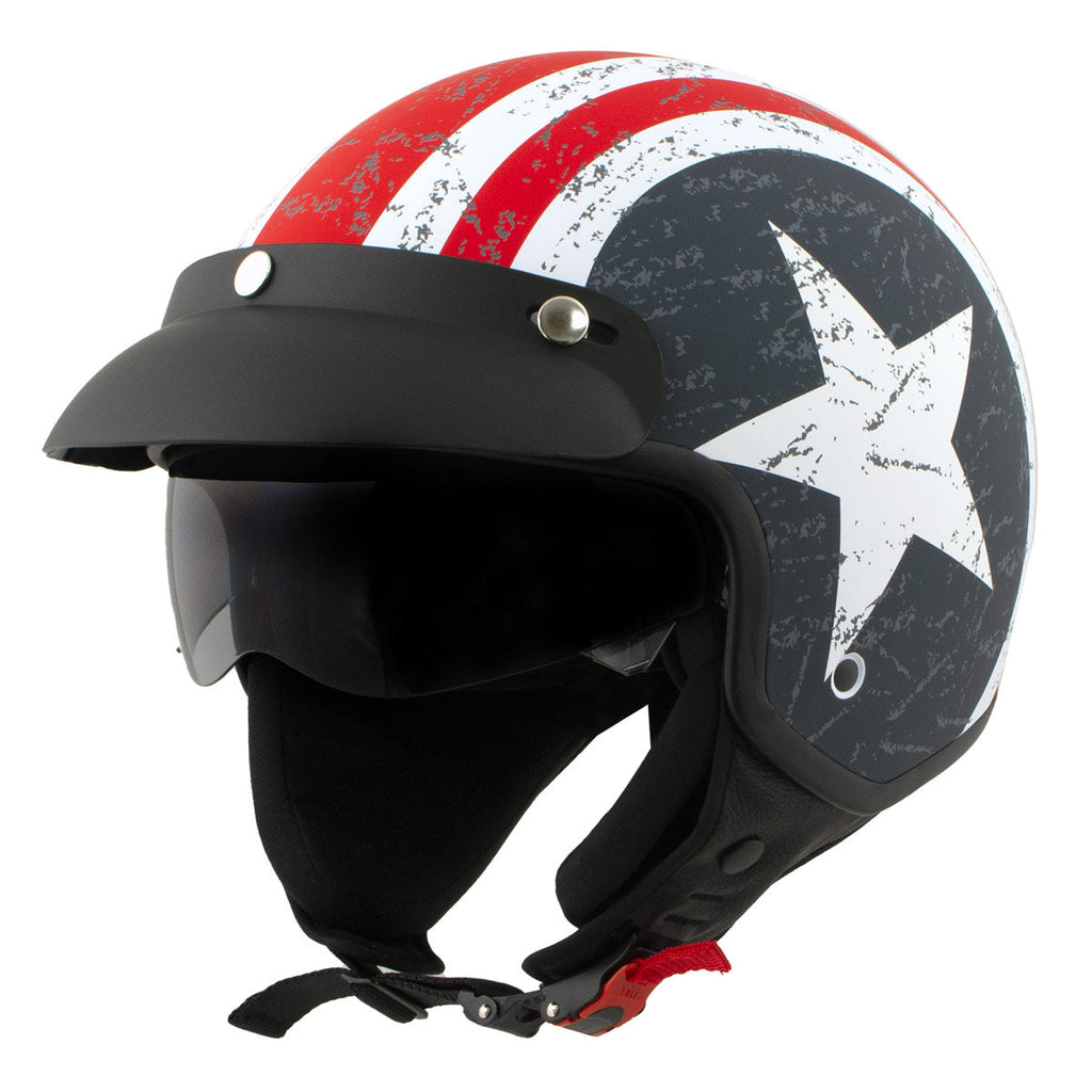 full facestars motorcycle helmet Milwaukee Helmets MPH9701DOT Maverick 3/4 Open Face Stars and Stripes Motorcycle Helmet Biker