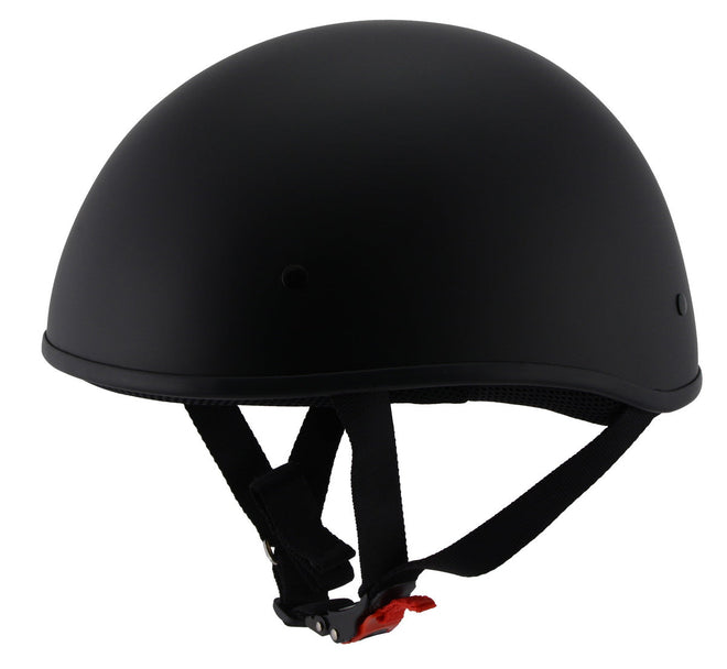 Milwaukee Leather Bare Bones matte black half motorcycle helmet with DOT approval, designed for men and women.