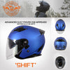 Milwaukee Helmets MPH9825DOT 'Shift' Open Face 3/4 Blue Helmet for Men and Women Biker with Drop Down Tinted Visor