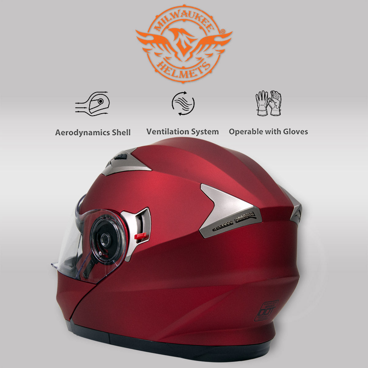 RED MPH9826DOT 'Ionized' Flat Red Advanced Motorcycle Modular Helmet w ...