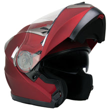 Milwaukee Helmets MPH9826DOT 'Ionized' Flat Red Advanced Motorcycle Modular Helmet w/ Drop Down Visor