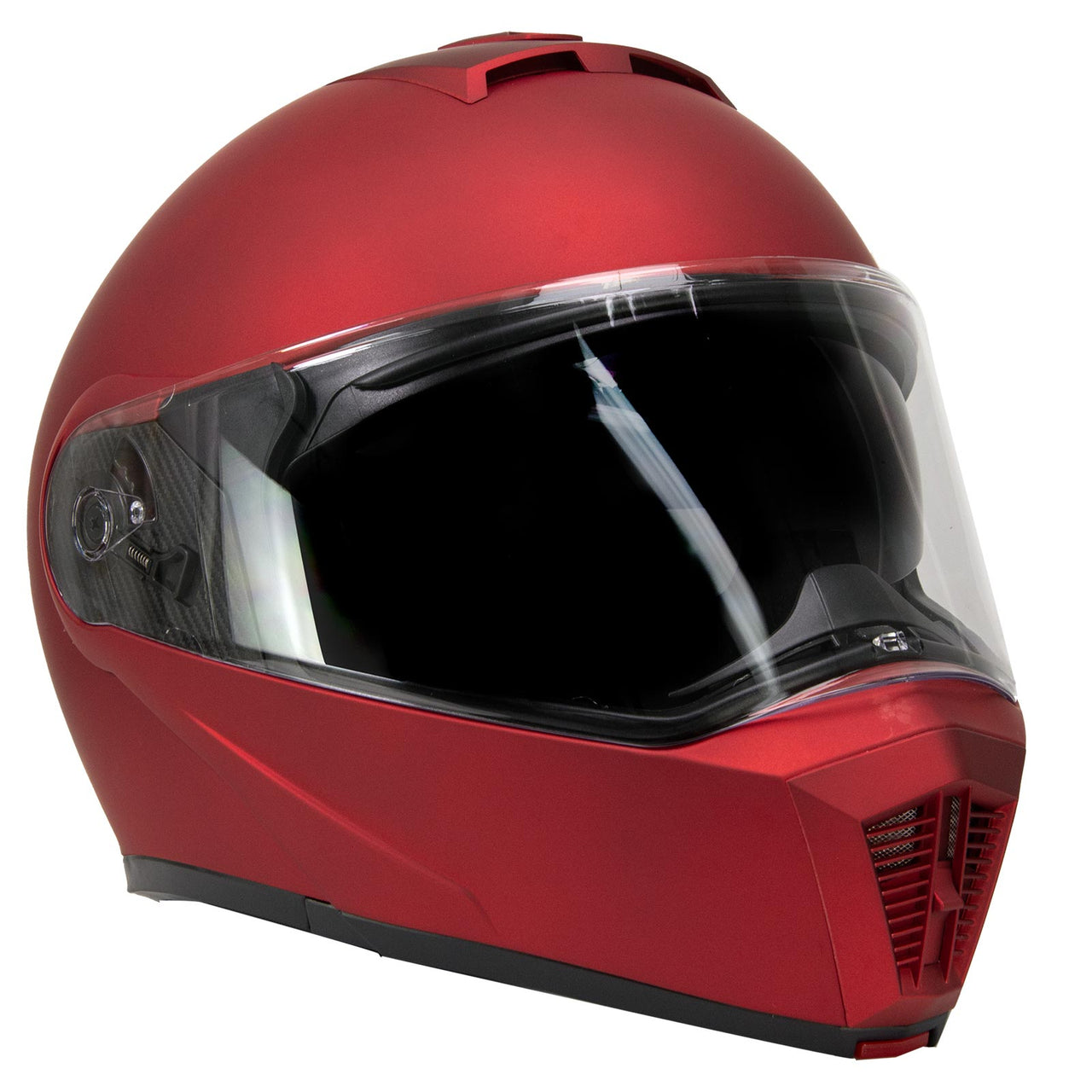 RED MPH9827DOT 'Cypher' Flat Red Advanced Motorcycle Modular Helmet w ...