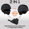Milwaukee Leather Rascal 3/4 open face motorcycle helmet in flat black with artwork, designed for men and women bikers.