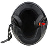 Milwaukee Leather MPH9830DOT Rascal 3/4 open face motorcycle helmet in flat black, shown from inside view with padding and interior details.