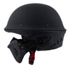 Milwaukee Leather MPH9830DOT Rascal 3/4 open face flat black motorcycle helmet for men and women, side view.