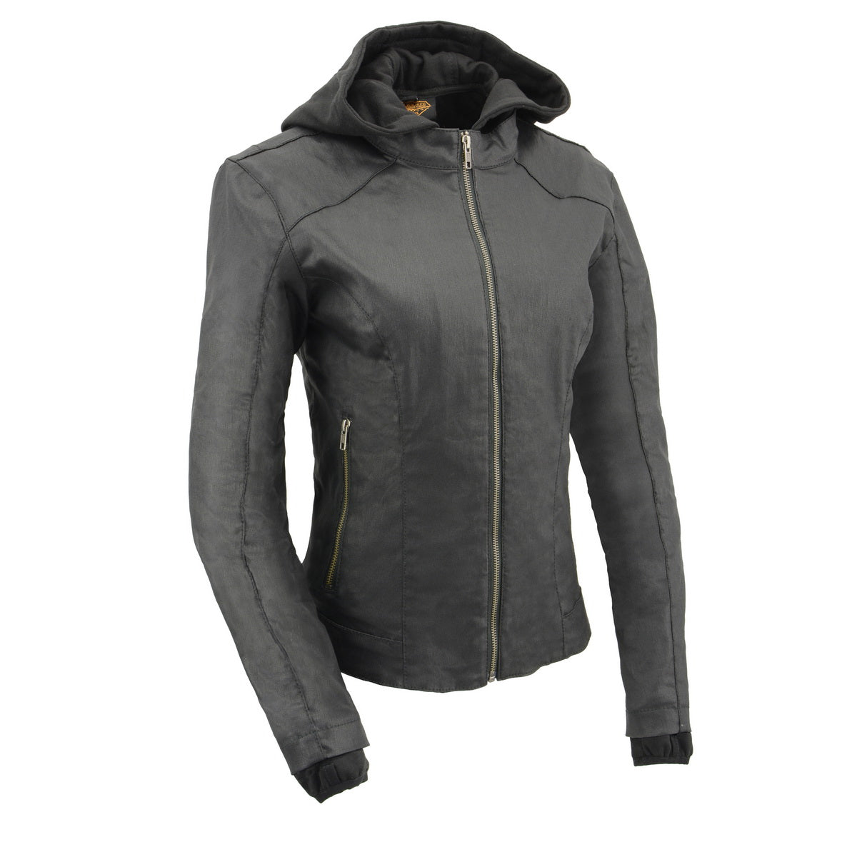 Milwaukee Leather MPL2745 Women's Black Zipper Front Jacket with Full Sleeve Removable Hoodie