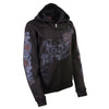 Black women's hoodie sweatshirt with "Live, Love, Ride" and roses artwork, made by Milwaukee Leather HighwayLeather.
