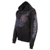 Milwaukee Leather women's black hoodie sweatshirt with "Live, Love, Ride" and roses artwork print, casual textile clothing for women.