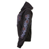 Black women's hoodie sweatshirt by HighwayLeather featuring "Live, Love, Ride" and roses artwork print.